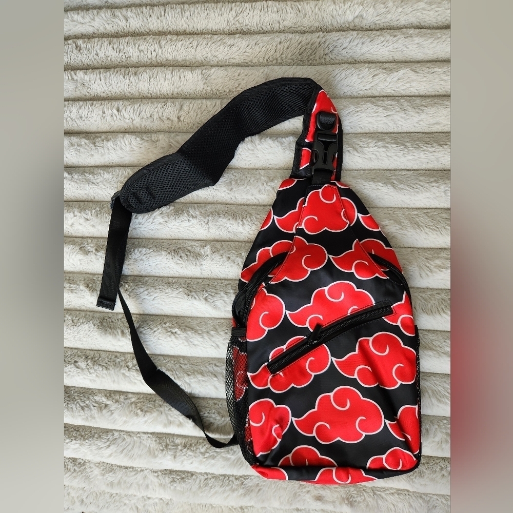 Naruto Red and Black Cloud Pattern Sling Crossbody Bag